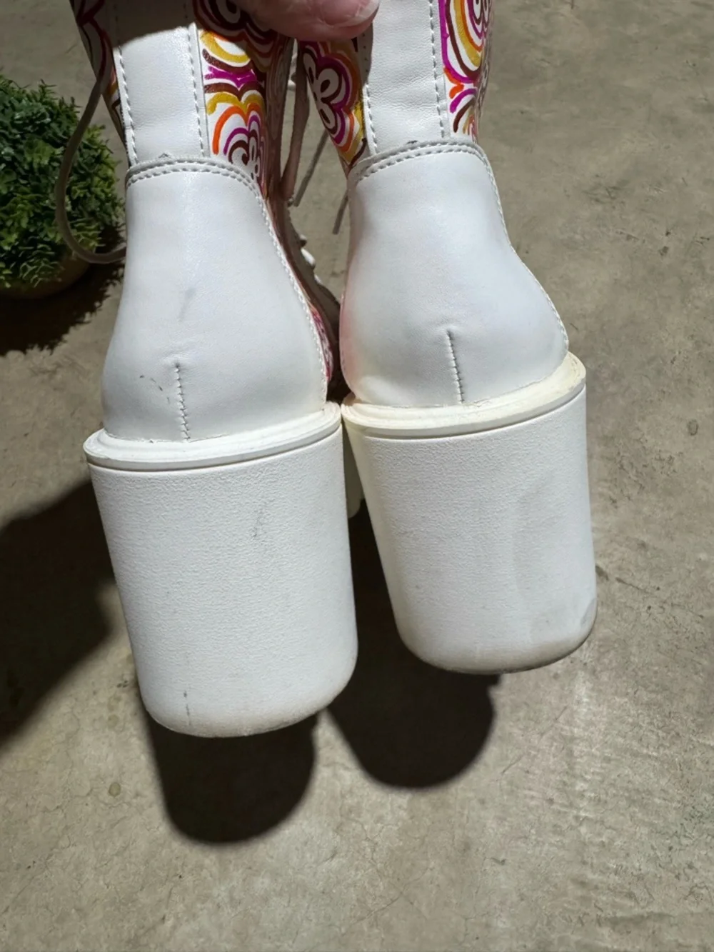 Handmade Chunky Groovy Hippie Platform Boots Women Size 6 Funky Chonky 70s White